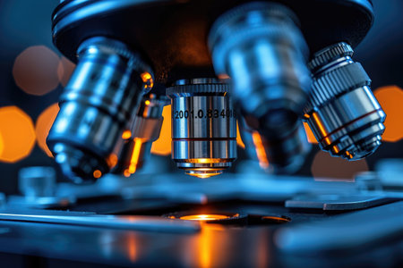 experiments and practical work with a microscope in the laboratory professional photographyの素材