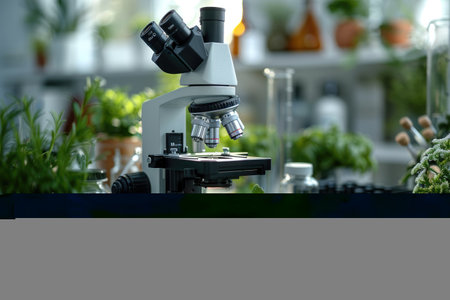 experiments and practical work with a microscope in the laboratory professional photographyの素材