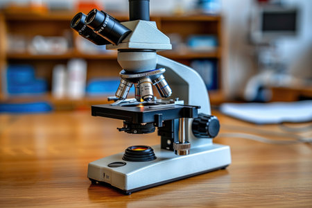 experiments and practical work with a microscope in the laboratory professional photographyの素材