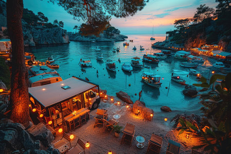 holiday and chill with camper van in the campsite professional photographyの素材