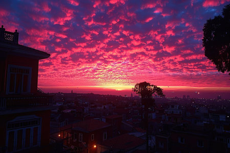 Dusk cloud sky over urban city professional photographyの素材