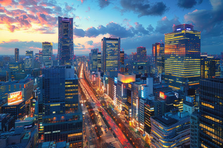 Dusk cloud sky over urban city professional photographyの素材