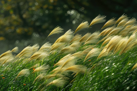 wind mild in the grass field landscape professional photographyの素材