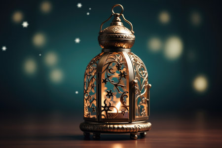 icon of ramadan with crescent moon and lantren as islamic background greeting card designの素材