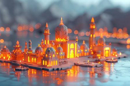 islamic greeting card for Ramadan kareem or ied mubarak backgroundの素材