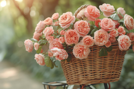 bike ride through the countryside with a flowers in the bike basket professional photographyの素材