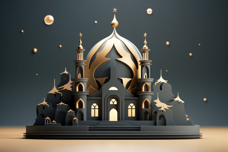 islamic greeting card for Ramadan kareem or ied mubarak backgroundの素材