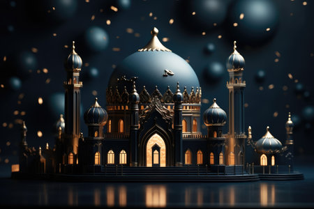 islamic greeting card for Ramadan kareem or ied mubarak backgroundの素材