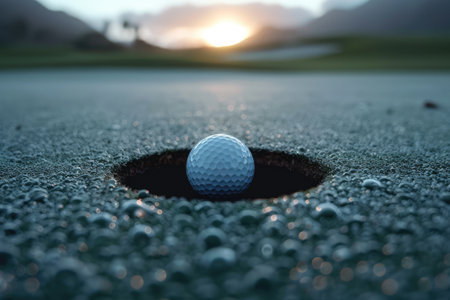 golf hole and balls on the greenの素材