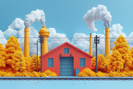 Illustration of industrial of a power plant factory professional photographyの素材