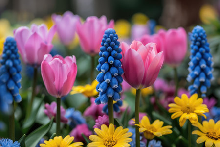 theme of outdoor spring with colorful flowers professional photographyの素材