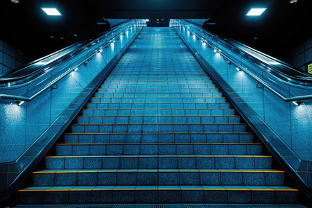Exit and entrance staircase in public station professional photographyの素材
