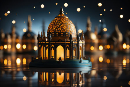 layered paper cutout islamic greeting card for Ramadan kareem or ied mubarak backgroundの素材