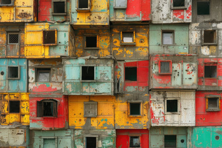 A small windows on the side wall of apartment panel buildingsの素材
