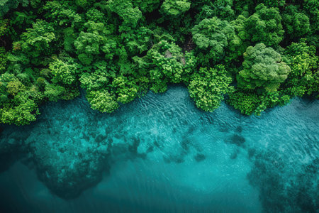 beautiful calm river view on a sunny day professional photographyの素材