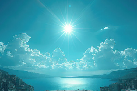 beautiful calm mountain view on a sunny day professional photographyの素材