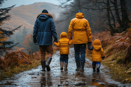 happiness family walking together professional photographyの素材