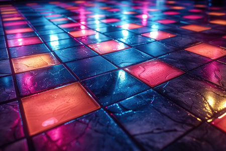 abstract art of a neon synthwave grid background wallpaper design imagesの素材