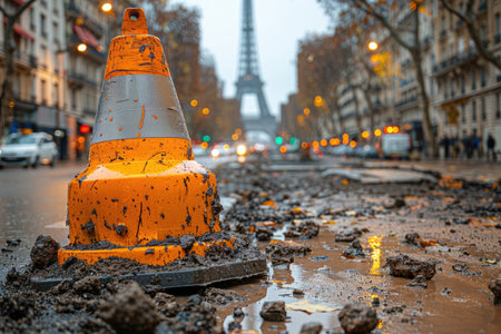 barricade in street safety professional photographyの素材