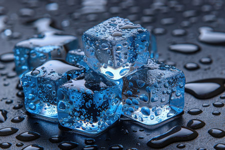 freshly frozen ice cube professional photographyの素材
