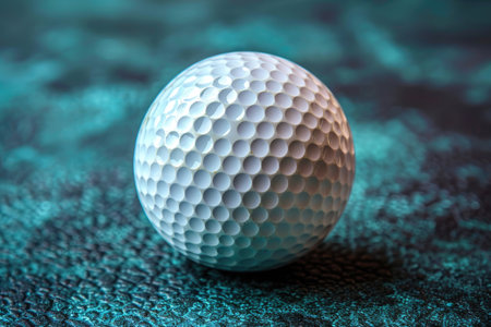 Close up of a golf ball on a green surfaceの素材