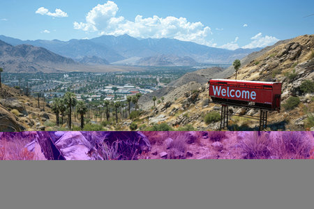 billboard scripted with "Welcome" --chaos 50 --ar 3:2 --style raw --stylize 750 Job ID: 21afcf04-ad6d-4a5b-8926-787d7d6407e1の素材