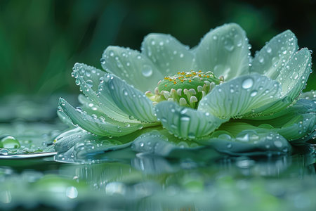 Dew-Covered Lotus Flower Petals Close-Upの素材