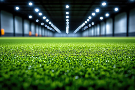 Artificial Grass Field Illuminated by Bright Lightsの素材