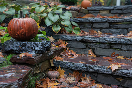 Design a whimsical garden inspired by the colors and textures of autumn, incorporating fallen leaves, pumpkins, and gourds --no people --chaos 50 --ar 3:2 --style raw --stylize 750 --v 6 Job ID: ab58e450-35bb-43e9-93cc-58c3077c4fa4の素材
