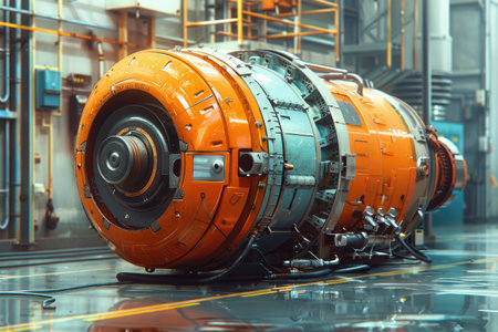 Automotive turbine at power plant. Industry and technology concept. 3D Renderingの素材