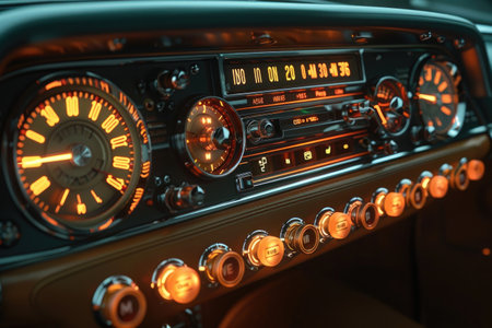 Close up of the dashboard of a modern car. Interior details.の素材