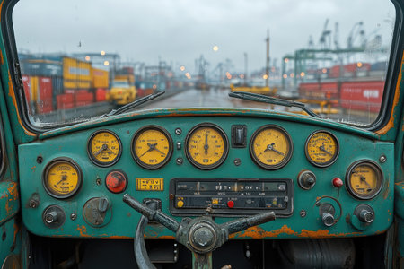 Interior of an old truck in the port of Hamburg, Germanyの素材