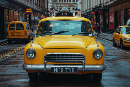 Yellow taxi cab in London.の素材