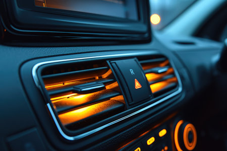 Car air conditioner in modern car interior. Close up view.の素材