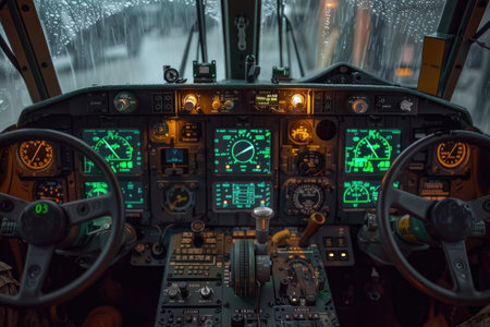 Dashboard of a military vehicle, rugged switches, green night vision glow. Avoid any design that closely resembles specific commercial vehicle brands. Ensure that no recognizable logos or trademarked designs are visible. --no brand --chaos 35 --ar 3:2 --raw --stylize 750 --v 6 Job ID: 783c841e-f664-4469-963b-7e9d469cb510の素材