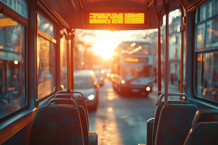 Interior of a classic bus, worn seats, grab handles, warm light. Avoid any design that closely resembles specific commercial vehicle brands. Ensure that no recognizable logos or trademarked designs are visible. --no brand --chaos 35 --ar 3:2 --raw --stylize 750 --v 6.1 Job ID: 74de35cb-0ddd-4c72-a1d3-0b75c7bbd2baの素材