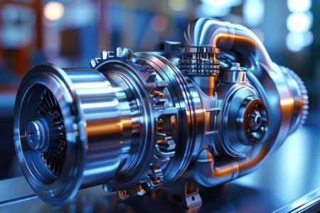 3d illustration of a car engine. 3d rendering of a car engineの素材