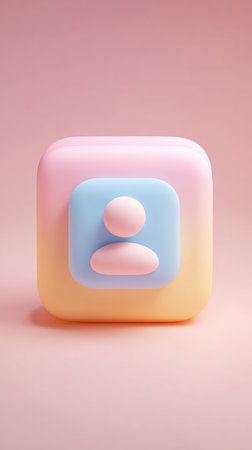 A 3D rendered profile icon on a pink background, perfect for social media.の素材