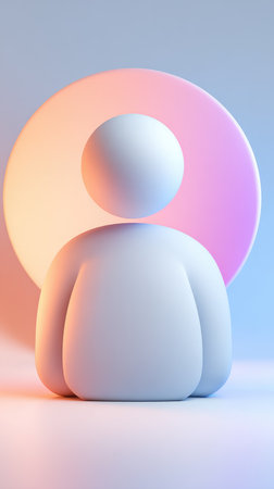 A minimalist 3D illustration of a person with a circular background, perfect for various design projects.の素材