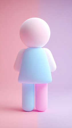 A minimalist 3D figure rendered in soft pastel colors, perfect for modern design.の素材