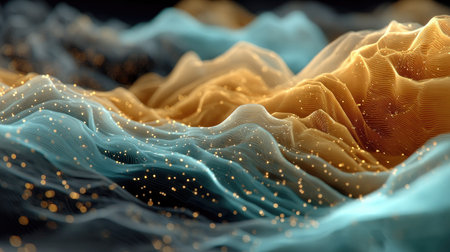 An abstract digital artwork showcasing flowing waves of color, creating a visually stunning and dynamic composition.の素材