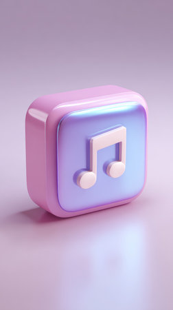 A 3D rendered music icon on a soft pastel background, perfect for design.の素材