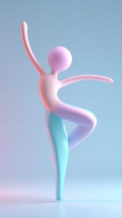 A minimalist illustration of a ballet dancer in a graceful pose, rendered in soft pastel hues.の素材