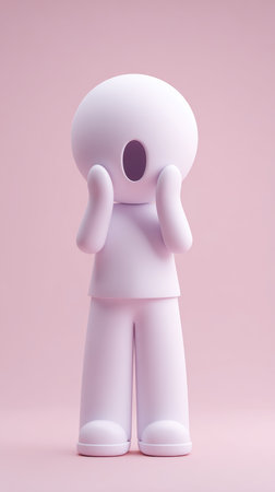 A minimalist abstract figure in a monochromatic pink setting, evoking a sense of simplicity and modern design.の素材
