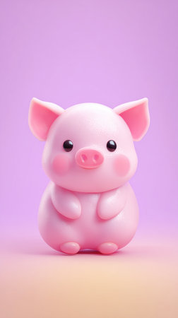 A delightful close-up of a cute pink piglet figurine, perfect for adding a touch of charm and whimsy.の素材