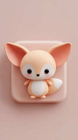 Cute cartoon illustration of a fennec fox with big ears, perfect for design.の素材