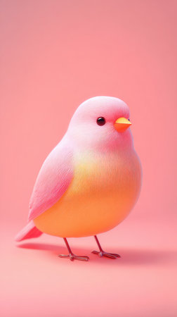 A cute pink bird illustration, perfect for various creative projects. This image showcases a charming and adorable avian subject.の素材