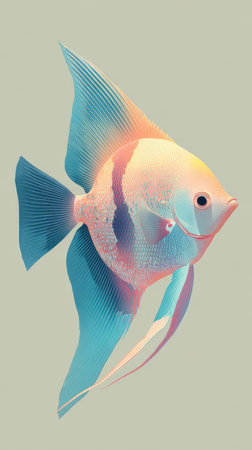 A vibrant Angelfish, showcasing its elegant fins and captivating colors, a true marvel of aquatic life.の素材