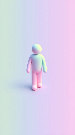 A small figurine is centered, with a soft gradient background. Simple and clean.の素材