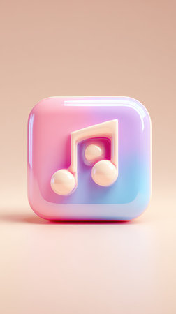 A vibrant music note icon against a soft pastel backdrop, perfect for design.の素材